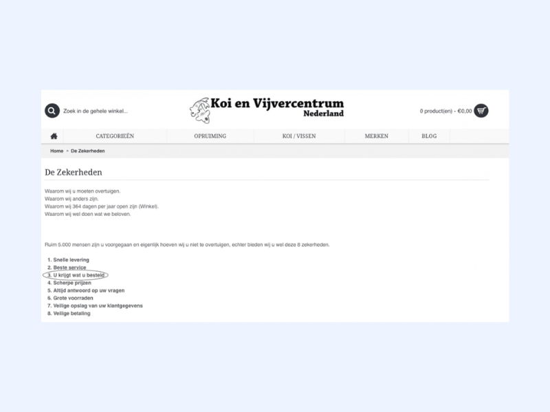 Van behoefte, naar klantbelofte tot bewijs - Buro Improof van behoefte naar klantbelofte koi voorbeeld -lege belofte