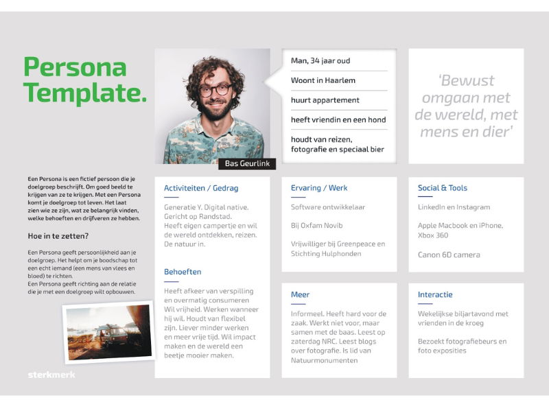 Persona - Buro Improof template om persona te ontwikkelen